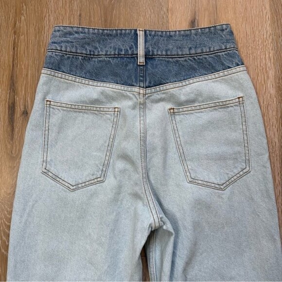 ba&sh Jeans Apolo High Waisted Two-Tone Denim 100% Cotton 80’s Retro - Size 0 - Picture 5 of 14